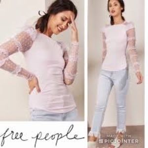 Free people kiss kiss lace detail t-shirt